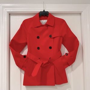 Coach Short Trench Coat, Vermillion, Size S, Never worn